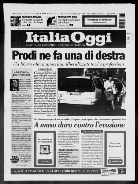 Italia oggi : quotidiano di economia finanza e politica